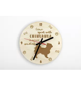 Chihuahua Langhaar - Uhr mit Hund, Holzuhr mit Gravur, personalisierte Uhr von Art-Dog