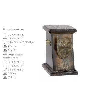 Chihuahua long-haired - urn for dog ashes, elegant urn with a statue, commemorative urn with a bust of a dog by Art-Dog brand