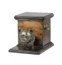 Chihuahua Langhaar - Eine Urne für die Asche eines Hundes mit einer Statuette, eine elegante Urne für einen Hund, eine außergewöhnliche Urne mit dem Porträt eines Hundes von der Marke Art-Dog.