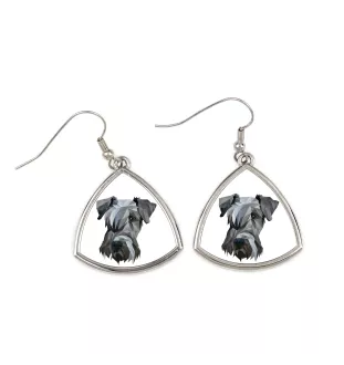 Tschechischer Terrier,   Böhmischer Terrier, Český Teriér - Ohrringe mit einem Bild und dem Schriftzug "Geometrischer Hund" von Art-Dog