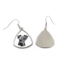 Terrier Tchèque, Cesky Terrier - boucles d'oreilles avec une photo et un motif de chien géométrique Art-Dog