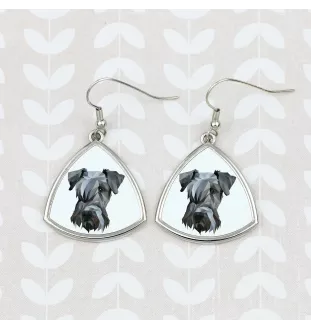 Cesky Terrier, Czech Terrier, Bohemian Terrier - earrings with a picture and the inscription geometric dog Art-Dog