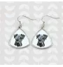 Terrier Tchèque, Cesky Terrier - boucles d'oreilles avec une photo et un motif de chien géométrique Art-Dog
