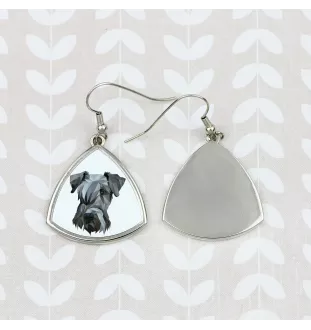Cesky Terrier, Czech Terrier, Bohemian Terrier - earrings with a picture and the inscription geometric dog Art-Dog