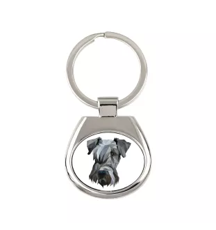 Tschechischer Terrier,   Böhmischer Terrier, Český Teriér - geometrischer Schlüsselanhänger mit Foto und Aufschrift Art-Dog