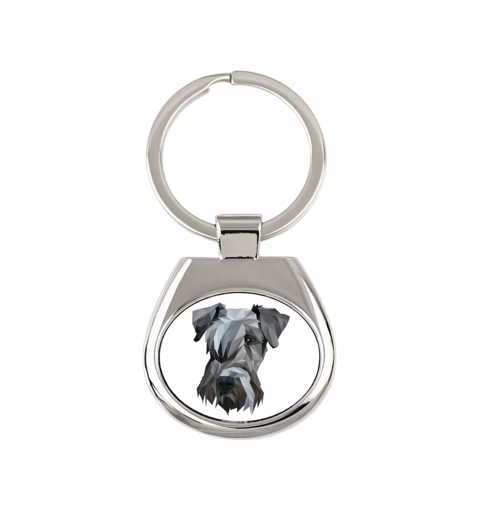 Tschechischer Terrier,   Böhmischer Terrier, Český Teriér - geometrischer Schlüsselanhänger mit Foto und Aufschrift Art-Dog