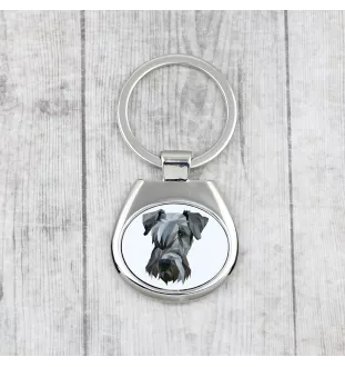 Cesky Terrier, Czech Terrier, Bohemian Terrier - geometric keychain with a photo and the inscription Art-Dog