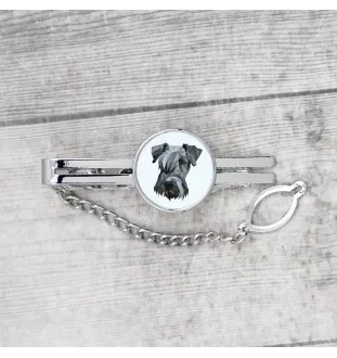 Cesky Terrier, Czech Terrier, Bohemian Terrier - geometric tie clip with a picture and inscription from Art-Dog