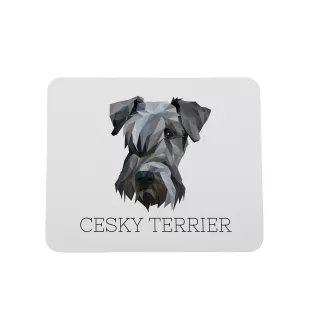 Tschechischer Terrier,   Böhmischer Terrier, Český Teriér - geometrisches Mauspad mit Bild und Aufschrift von Art-Dog