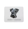 Terrier Tchèque, Cesky Terrier - tapis de souris géométrique avec photo et inscription Art-Dog