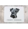 Terrier Tchèque, Cesky Terrier - tapis de souris géométrique avec photo et inscription Art-Dog