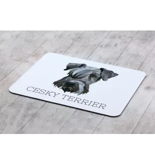 Tschechischer Terrier,   Böhmischer Terrier, Český Teriér - geometrisches Mauspad mit Bild und Aufschrift von Art-Dog