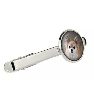 Chihuahua à poil long - pince à cravate dans une boîte, cravate élégante, bijoux personnalisés de la marque Art-Dog