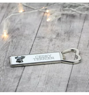 Cesky Terrier, Czech Terrier, Bohemian Terrier - bottle opener with a picture and inscription for beer by Art-Dog