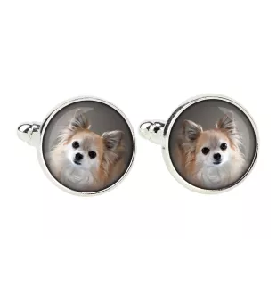 Chihuahua Langhaar - Manschettenknöpfe in einer Schachtel, handgefertigter Schmuck, Produkt der Marke Art-Dog