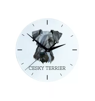 Cesky Terrier, Czech Terrier, Bohemian Terrier - geometric wall clock with a picture and the brand name Art-Dog