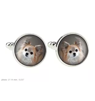 Chihuahua Langhaar - Manschettenknöpfe in einer Schachtel, handgefertigter Schmuck, Produkt der Marke Art-Dog