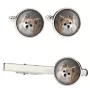 Chihuahua long-haired - cufflinks and tie with your photo, a suit decoration, men's jewelry from the Art-Dog brand.