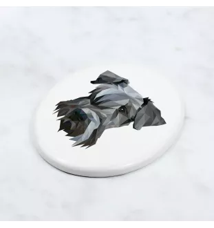 Terrier Tchèque, Cesky Terrier - une plaque avec une photo et un motif géométrique de la marque Art-Dog