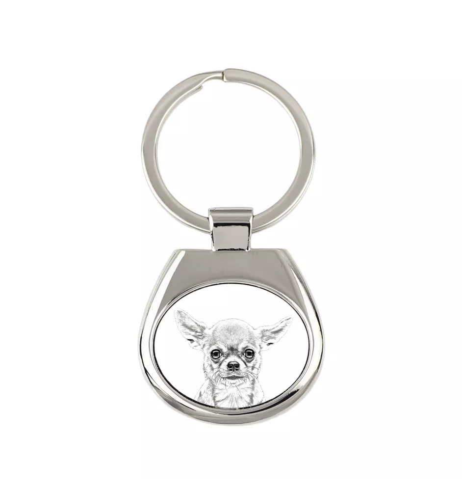 Chihuahua à poil long - porte-clés avec chien, porte-clés imprimé, breloque personnalisée de la marque Art-Dog