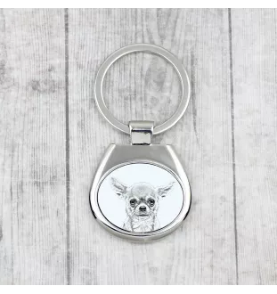 Chihuahua à poil long - porte-clés avec chien, porte-clés imprimé, breloque personnalisée de la marque Art-Dog