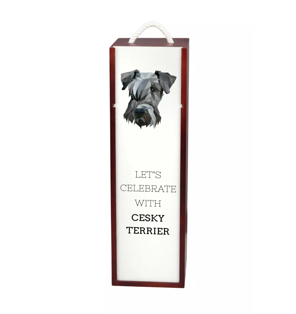 Cesky Terrier, Czech Terrier, Bohemian Terrier - geometric box with a picture and inscription for wine by Art-Dog