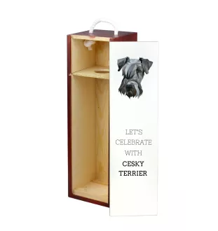 Cesky Terrier, Czech Terrier, Bohemian Terrier - geometric box with a picture and inscription for wine by Art-Dog