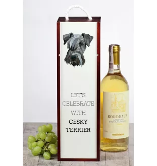 Tschechischer Terrier,   Böhmischer Terrier, Český Teriér - geometrische Box mit einem Bild und Schriftzug für Wein der Marke Art-Dog