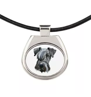 Cesky Terrier, Czech Terrier, Bohemian Terrier - necklace with a geometric design and the inscription "Art-Dog"