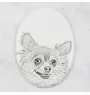 Chihuahua Langhaar - Gedenktafel mit einem Foto eines Hundes, Grabplatte mit Druck, personalisierte ovale Platte der Marke Art-Dog