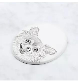 Chihuahua Langhaar - Gedenktafel mit einem Foto eines Hundes, Grabplatte mit Druck, personalisierte ovale Platte der Marke Art-Dog