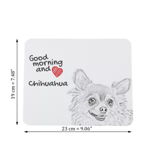 Chihuahua Langhaar - Mauspad mit Druck, personalisiertes Mauspad mit Hund, einzigartiges Gadget für Büroangestellte von Art-Dog.