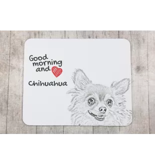Chihuahua długowłosy podkładka pod mysz z psem Art-Dog