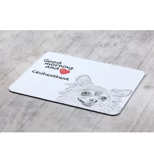Chihuahua Langhaar - Mauspad mit Druck, personalisiertes Mauspad mit Hund, einzigartiges Gadget für Büroangestellte von Art-Dog.