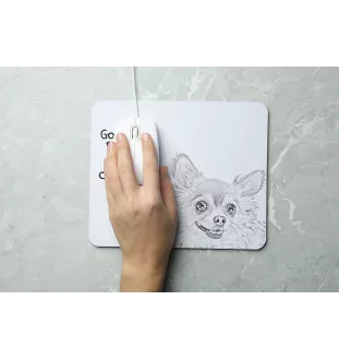 Chihuahua à poil long - tapis de souris personnalisé avec impression, tapis de souris personnalisé avec chien, accessoire unique pour employé de bureau de la marque Art-Dog