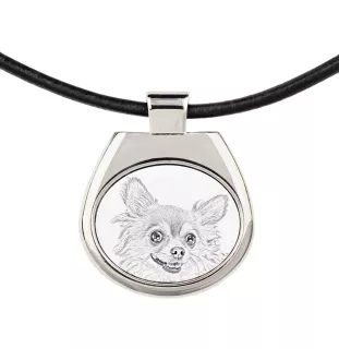Chihuahua à poil long - collier avec chien, pendentif personnalisé avec photo, collier unique pour femmes et hommes de la marque Art-Dog