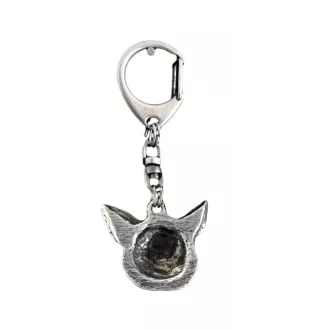 Chihuahua à poil court - Porte-clés argenté avec chien, décoration de sac à main, pendentif de sac à dos par la marque Art-Dog