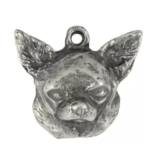 Chihuahua à poil court - Porte-clés argenté avec chien, décoration de sac à main, pendentif de sac à dos par la marque Art-Dog