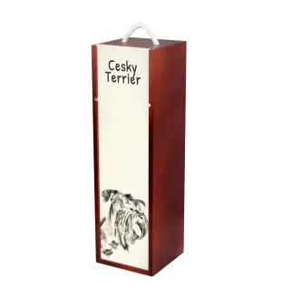 Terrier Tchèque, Cesky Terrier - boîte à vin avec chien, boîte à alcool avec graphisme, boîte cadeau personnalisée de la marque Art-Dog