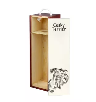 Cesky Terrier, Czech Terrier, Bohemian Terrier - wine box with a dog, alcohol box with graphics, personalized gift box from the Art-Dog brand