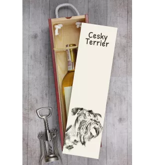 Terrier Tchèque, Cesky Terrier - boîte à vin avec chien, boîte à alcool avec graphisme, boîte cadeau personnalisée de la marque Art-Dog