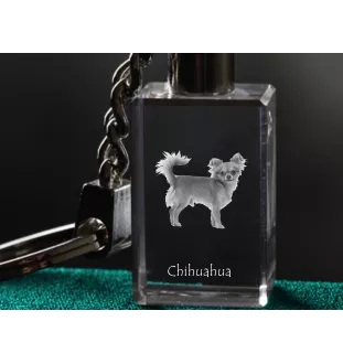 Chihuahua długowłosy brelok kryształowy z psem Art-Dog