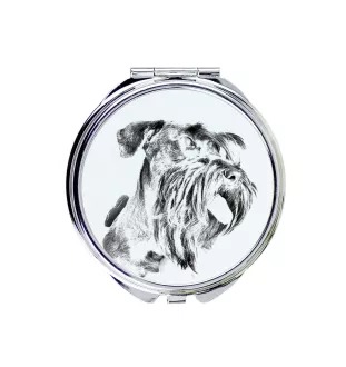 Tschechischer Terrier,   Böhmischer Terrier, Český Teriér - Taschenspiegel mit Hund, personalisierter Taschenspiegel, kompakter Spiegel mit Art-Dog-Logo