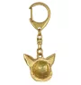 Chihuahua à poil court - Porte-clés doré avec chien dans boîte cadeau, décoration de sac à main, accessoire de luxe de la marque Art-Dog