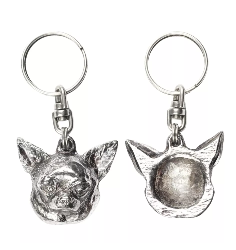 Chihuahua short-haired, Chihuahua smooth - Silver-plated pendant with a dog in a decorative box, handbag decoration, backpack pendant by Art-Dog brand