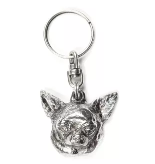 Chihuahua Kurzhaar - Versilberter Anhänger mit einem Hund in einer dekorativen Box, Handtaschenschmuck, Rucksackanhänger der Marke Art-Dog