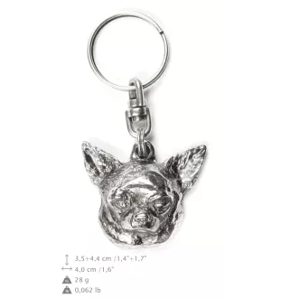 Chihuahua Kurzhaar - Versilberter Anhänger mit einem Hund in einer dekorativen Box, Handtaschenschmuck, Rucksackanhänger der Marke Art-Dog