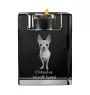 Chihuahua Langhaar - Kerzenhalter mit Hundefoto, Teelichthalter aus Kristall, personalisiertes Geschenk der Marke Art-Dog