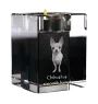 Chihuahua à poil long - Bougeoir avec photo de chien, porte bougie en cristal, cadeau personnalisé par la marque Art-Dog