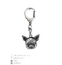 Chihuahua à poil court - Porte-clés argenté avec un chien dans une boîte cadeau, décoration de sac à main, pendentif de sac à dos par la marque Art-Dog